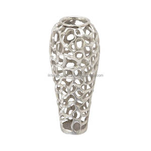 แจกันดอกไม้ทรงเรียวทำจากอะลูมิเนียมสั่งทำพิเศษ ดีไซน์ทันสมัย หรูหรา งานแฮนด์เมด เหมาะสำหรับงานแต่งงาน รอมฎอน นำเข้าจากอินเดีย ราคาถูก - Product Image 5