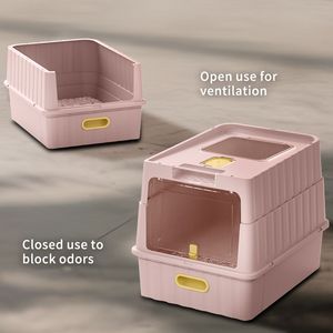 "Modern XL Pink PP <b>Cat</b> Litter <b>Box</b> with Large Inner Space & Easy Clean Design" - Product Image 3