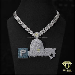 จี้เพชรคุณภาพสูง Trisha Jewels แบบสั่งทำพิเศษ สร้อยคอจี้รูปตัวอักษร สไตล์ฮิปฮอป ประดับเพชรโมอิสซาไนต์ GIA พร้อมโลโก้ส่วนตัว - Product Image 2