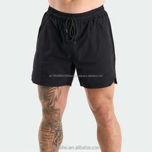 Pantalones cortos deportivos para hombre ultraligeros y que absorben la humedad en blanco con estampado personalizado de nailon y poliéster para correr - Product Image 1