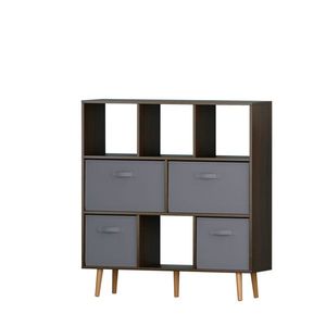 Libreria in Legno di Quercia Antico Moderno, Scaffale Marrone per Soggiorno o Hotel, Arredamento per la Casa - Product Image 6