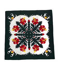 Designer Handmade Black And White Color With Flower Pattern Designer Hawaiian <b>Quilts</b> For Home, Hotel <b>Bedding</b> Decorations - Product Image 3