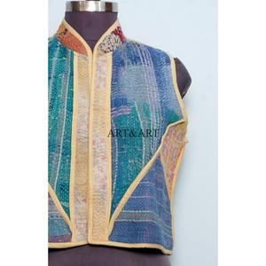 Gilet vintage Kantha tricoté à la main, écologique, respirant, séchage rapide, boutonné, pour femme, en pur coton, printemps/hiver - Product Image 2