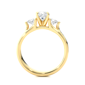 Anillo de Diamantes Naturales de Oro de 18K de Lujo para Mujer, 0.96CT, 3 Piedras, Corte Princesa y Redondo, Joyería de Diamantes para Boda - Product Image 6