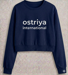 Ostriya Intl 2026 Sudadera de cuello alto para mujer, estilo urbano, forro polar ligero, 100% algodón, color liso, bordado frontal con hombros caídos, para invierno - Product Image 1