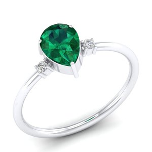 Anillos de Compromiso REYES con Certificación GRA, Plata de Ley 925, Moissanita, Brillantes, Chapados en Oro de 14K, con Esmeralda, Joyería Fina - Product Image 2