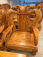 Ensemble de canapés de salon traditionnels en bois massif sculpté, 9 pièces, luxe, pour hôtel et villa
