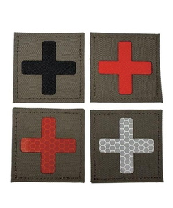 Iron-On Cross Patch <b>Set</b> <b>Square</b> Embroidered Fabric Patches Red White Gray Black Canvas Material - Product Image 5