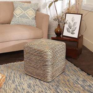 Pouf repose-pieds moderne et élégant en jacinthe d'eau fait main pour salon, chambre, mobilier de maison, tables basses du Vietnam - Product Image 3