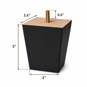 Pieds de meubles carrés noirs modernes pour table, chaise, usage domestique ou de bureau, design minimaliste, installation facile, pieds de canapé en bois massif - Product Image 2