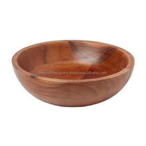 Saladier en bois d'acacia poli Table décorative Super bol de service vaisselle multifonctionnelle bols en bois exceptionnels - Product Image 2