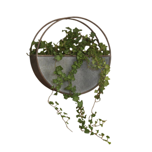 Jardinière murale ronde en métal galvanisé, style ferme, à suspendre, pour décoration intérieure et extérieure, en fer écologique - Product Image 5