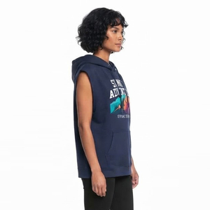 Graphics Printed Women <b>Sleeveless</b> <b>Hoodies</b> Casual Winter Wear Hooded Sweatshirt Front Pocket Hooded Fleece Tank Top - Product Image 1