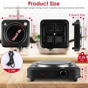 Quemador único infrarrojo eléctrico portátil de 1200W, placa de cocina de vidrio de 7,5 pulgadas, ajustes de temperatura continuos para el hogar, encimera de campamento RV - Product Image 3