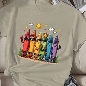 Crayons anthropomorphes avec des personnalités uniques t-shirt comfit pour femmes - Product Image 1