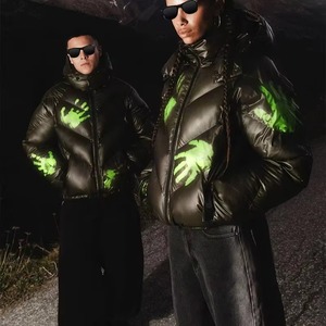 Custom Thermochromic Ink Print Streetwear Crop Vintage Heavyweight Winter Hooded Windproof Color Change Down Puffer Jacket Coat - Product Image 2