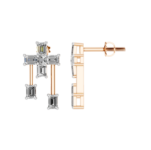 Pendientes de diamantes naturales para mujer, tachuelas cruzadas de oro de 14K/18K, corte esmeralda, regalos de aniversario de boda certificados por IGI, joyería fina - Product Image 5