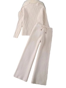 Conjunto de 2 Piezas de Punto para Invierno, Suéter Suave de Cuello Alto, Traje Informal con Pantalones Anchos, Traje Deportivo Cálido y Sólido, Nuevo - Product Image 6