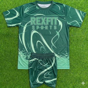ชุดเสื้อยืดและกางเกงขาสั้นกีฬา REXFIT SPORTS พรีเมียม ออกแบบโลโก้ได้ตามต้องการ สำหรับผู้ชาย ชุดออกกำลังกาย ชุดฝึกซ้อม - Product Image 3