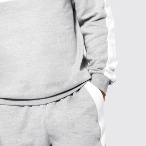 Custom Logo Men Casual Tracksuits Pullover Crewneck <b>White</b> Gray Sweatshirt <b>Jogger</b> Pant Polyester Cotton Heavyweight Sweatsuits - Product Image 5
