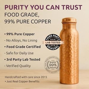 <b>Plain</b> Matte Copper <b>Water</b> <b>Bottle</b> with Vintage Design Leak-Proof Portable Travel Drinkware with Lid for Home Use - Product Image 6