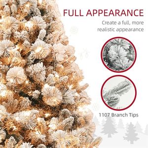 Grande Albero di Natale Artificiale di Lusso in Pino da 6,5 Piedi, in PET e PVC con Decorazioni a Nastro, Pieghevole, Dimensioni Personalizzabili, Supporto in Metallo - Product Image 4