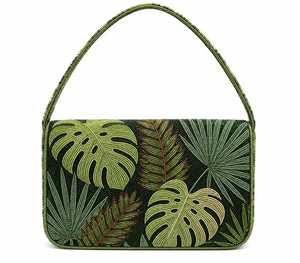 Bolso de Mano Tipo Clutch con Cuentas Verdes y Hojas Tropicales de Monstera, Hecho a Mano, Ecológico, Ligero, Estilo Bohemio, para Vacaciones y Resort - Product Image 2