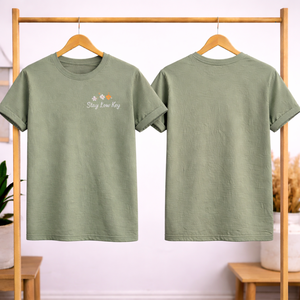 Custom Printed Minimalist Quote T Shirt Stay Low <b>Key</b> Graphic Tee Unisex Cotton Casual Short Sleeve OEM ODM Wholesale Apparel - Product Image 3