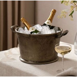 Seau à glace de luxe en aluminium martelé argenté, refroidisseur de vin et de boissons, bol à champagne en acier inoxydable pour hôtel, bar, fête, vaisselle de table - Product Image 5