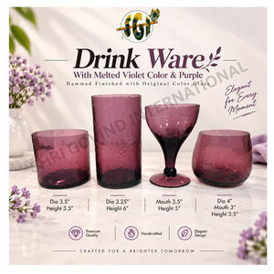 Juego de Vasos de Vidrio Violeta de 4 Piezas, Hechos a Mano, Vasos Altos con Tallo para Cócteles y Fiestas - Product Image 1