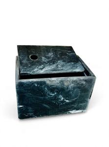 Boîte à mouchoirs rectangulaire en résine veinée noire et blanche, stabilisée aux UV, design moderne, à poser au sol ou sur table, pour salon, décoration intérieure - Product Image 2