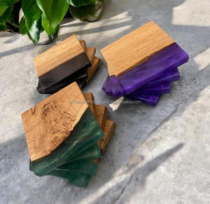 Posavasos cuadrado superior Suministro Nueva llegada Posavasos cuadrados de resina epoxi de madera de acacia Diseño único para el hogar, fiesta - Product Image 4
