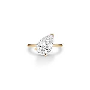 Bague de fiançailles solitaire en diamant de laboratoire taille poire 1, 2 ou 3 carats, sertie à griffes, forme goutte d'eau, pour anniversaire, bijoux fins modernes en or massif 14k 18k - Product Image 1