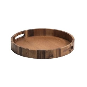 Elegant Dark <b>Walnut</b> Circular Serving Board <b>Dining</b> <b>Table</b> Centerpiece Charger Platter - Product Image 3