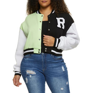 Veste courte d'hiver pour femme de haute qualité, style varsity, avec fermeture à boutons-pression en cuir véritable côtelé, confort décontracté, prix abordables - Product Image 4