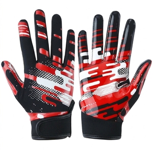 Wholesale Breathable American Football Gloves Full Finger <b>Hook</b> Loop Closure for Men Women Outdoor Sports Training Grip Gloves - Product Image 2