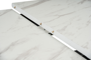 Contemporary 4–6-Seater Extendable Dining <b>Table</b> with High Pressure Laminated Marble Top Sturdy <b>Solid</b> <b>Wood</b> Legs for Home Dining - Product Image 5