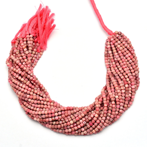 Perles cubiques facettées en rhodonite rose AAA+ de 4 mm, pierres semi-précieuses naturelles, perles fantaisie en vrac en forme de boîte 3D pour la fabrication de bijoux - Product Image 3