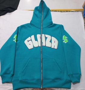 Wholesale Custom Heavyweight 100% Cotton French Terry <b>Full</b> <b>Zip</b> <b>Hoodie</b> Puff Print Y2K Oversized Streetwear - Product Image 3