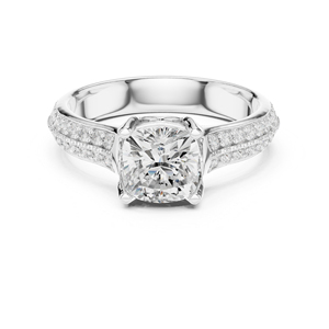 แหวนเพชรทรงกลมทองคำขาว 14K เพชรเพาะเลี้ยงสำหรับสวมใส่ทุกวันสำหรับผู้หญิง |   เพชรที่เพิ่งเพาะเลี้ยง - Product Image 1