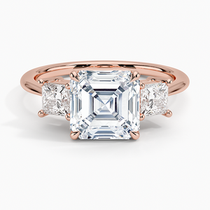 แหวนเพชรทรงสามเหลี่ยมเจียระไนแบบ Asscher เพชรเลี้ยงในห้องปฏิบัติการ ทองคำขาว 14K ประดับเพชรทรงเจ้าหญิงด้านข้าง แหวนหมั้นสำหรับผู้หญิง เครื่องประดับชั้นดี - Product Image 3