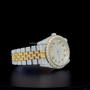 <b>Arabic</b> Dial Gold two tone luxury moissanite <b>watch</b> with Box Diamond Tester Certified VVS moissanite <b>Watch</b> with auto date feature - Product Image 5