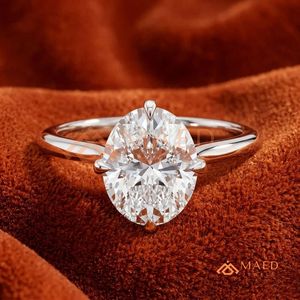 925 Sterling <b>Silver</b> Oval Cut Moissanite/Diamond <b>Solitaire</b> Engagement <b>Ring</b> for Women, Classic 4 Prong Setting Minimalist - Product Image 1
