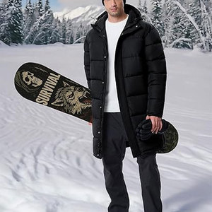 Men’s <b>Long</b> Winter Coat Lightweight Puffer <b>Jacket</b> Warm Insulated <b>Waterproof</b> Hooded Winter <b>Jacket</b> Cold Weather Outerwear - Product Image 3