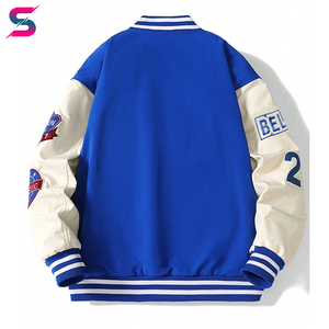 Blue White Color For Wholesale New Arrival Men's Casual Autumn <b>Winter</b> Wear Highest Quality College Baseball Letterman Jackets - Product Image 2