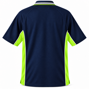 Custom Logo Mens Workwear Polo <b>Shirt</b> Raglan Short Sleeves Contrast Panels Button Placket Logistics Warehouse Staff Uniform Trade - Product Image 2