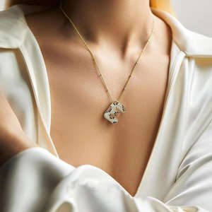 Collar de Leopardo Chapado en Oro con Circonitas Cúbicas Estilo Hip Hop para Mujer, Joyería de Lujo, Colgante con Letras Iniciales del Alfabeto A-Z (26 Letras Mayúsculas) - Product Image 5