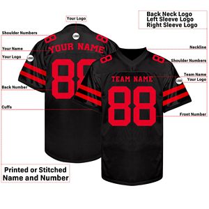 Maillot de football américain personnalisé style universitaire en mélange polyester-spandex avec logo brodé, respirant et à séchage rapide – Fournisseur en gros - Product Image 2