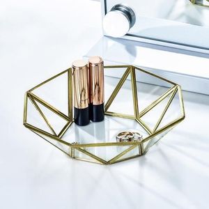 Luxury Metal And Glass Cosmetics Display Case <b>With</b> Clear Lid For Professional Beauty Product Organization - Product Image 5