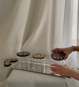 Caja de dulces acrílica con tapa de madera y madreperla creativa con mango de madera para Ramadan Eid United Trade World - Product Image 1